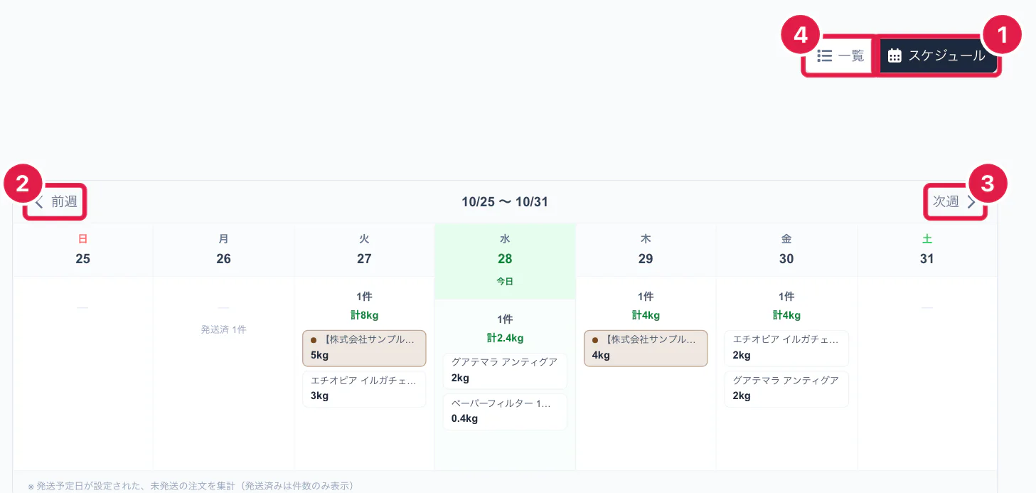 スケジュール表示