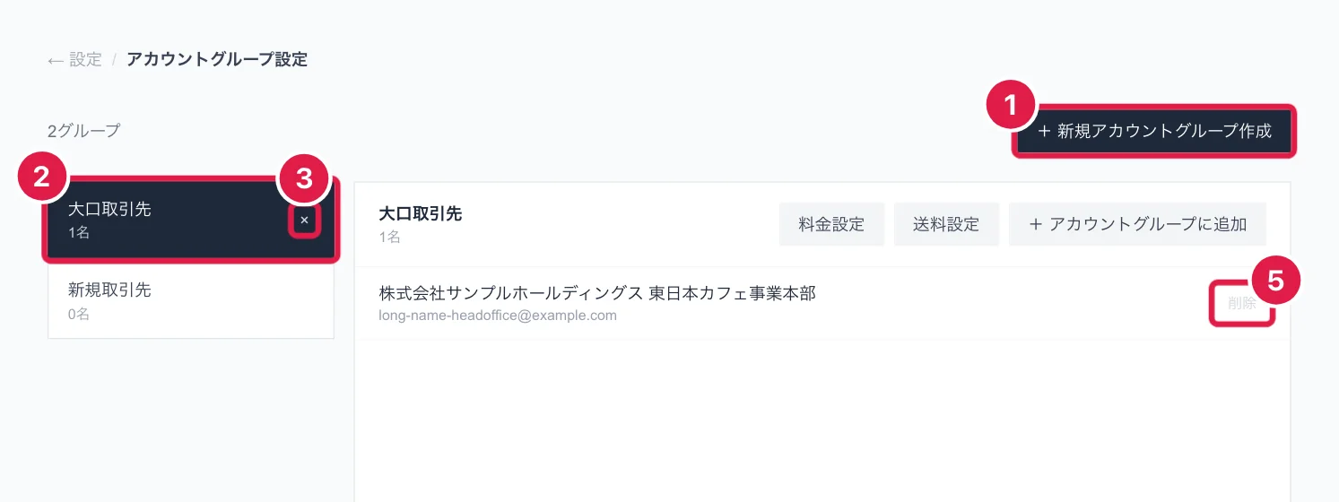 アカウントグループ設定