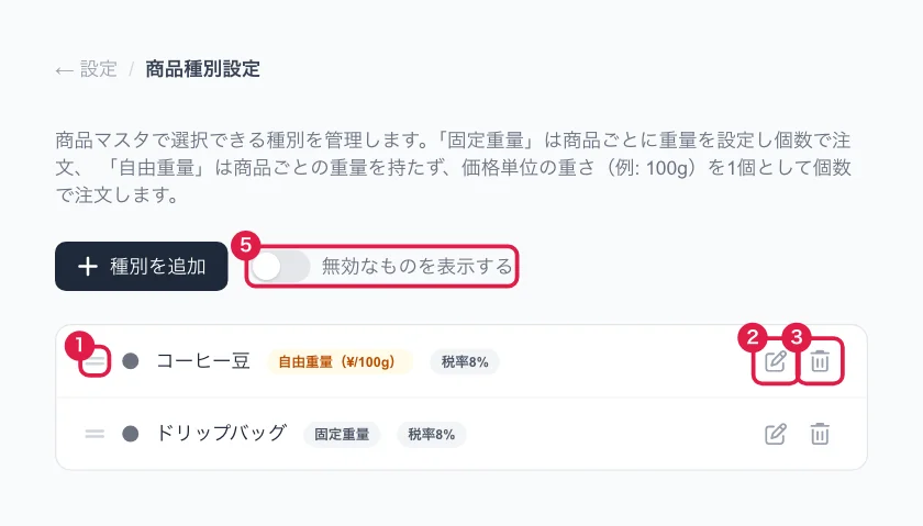 商品種別設定